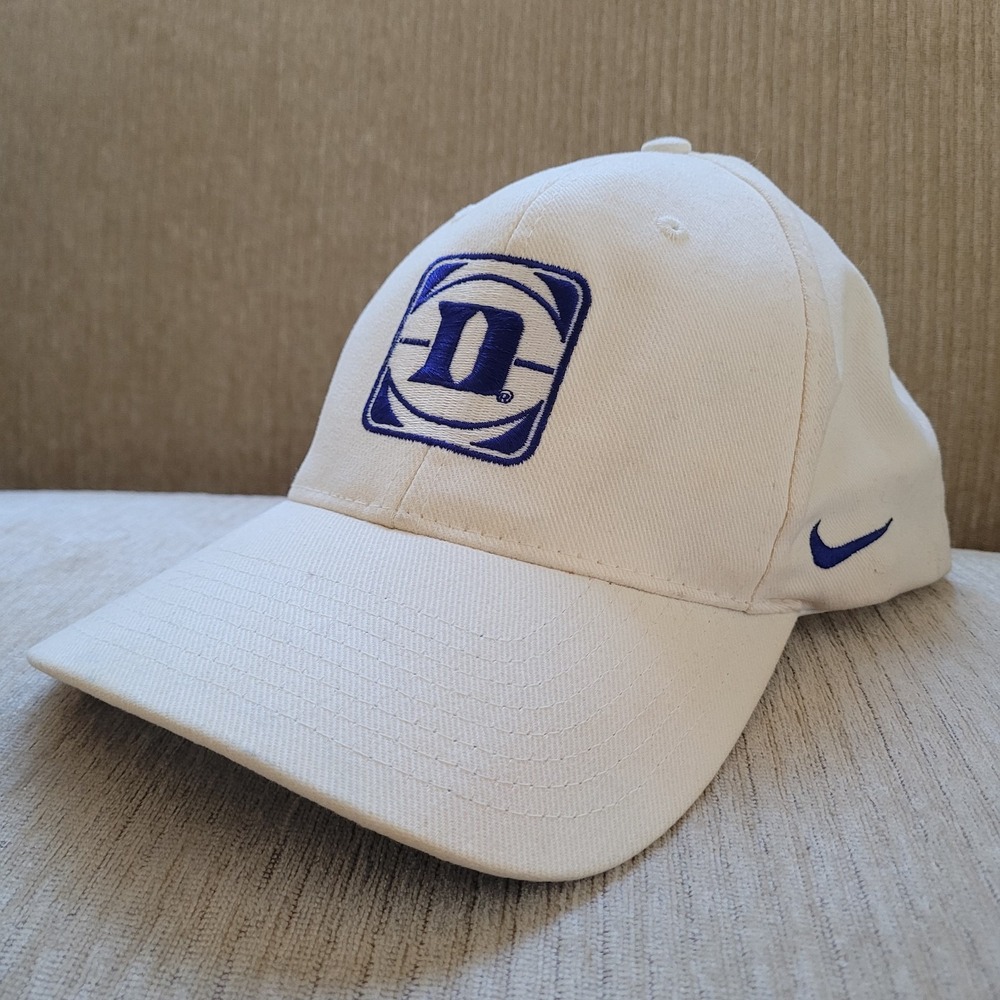 Vintage Duke Hat Cap Fitted Adult S/M White Blue Devils Basketball NCAA Nike 90s